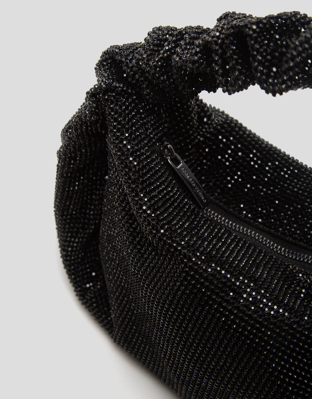 Ariana Crystal Black Mesh Handbag