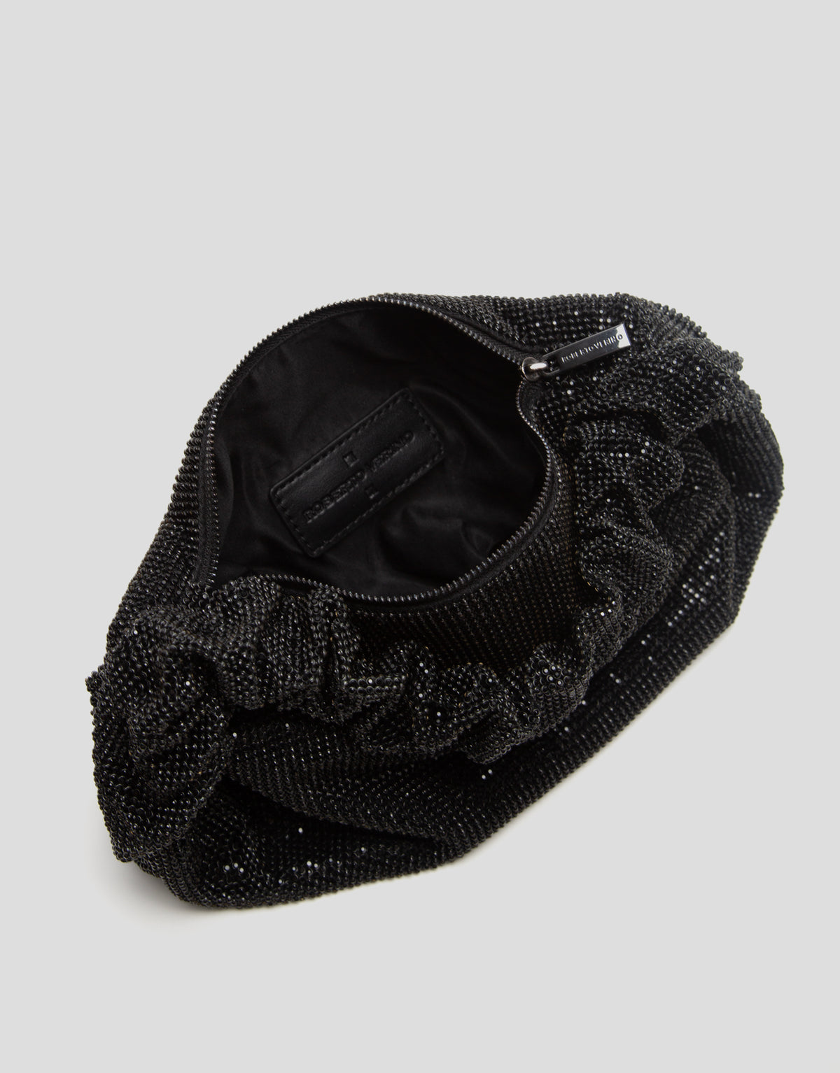 Ariana Crystal Black Mesh Handbag