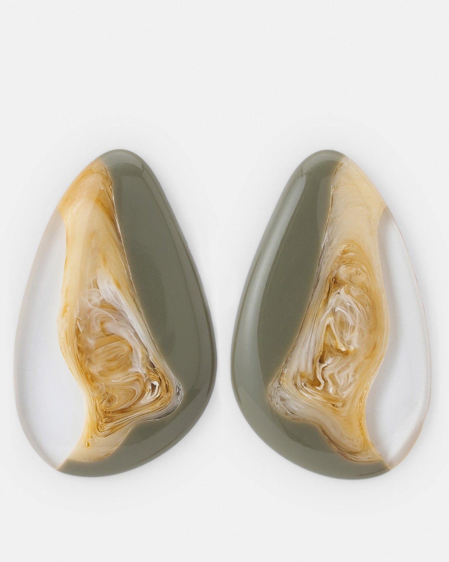 Khaki Semicircular Khakhi Resin Earrings