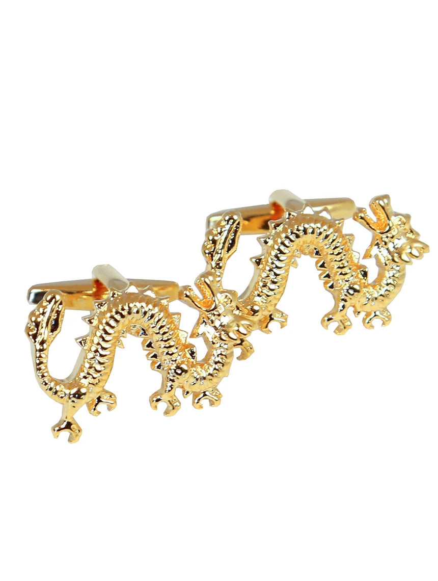 Chinese Dragon Cufflink - Gold