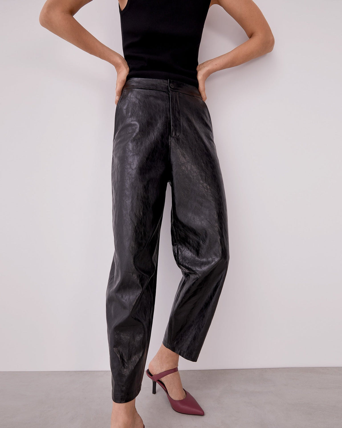 Black Recycled Material Slouchy Trousers