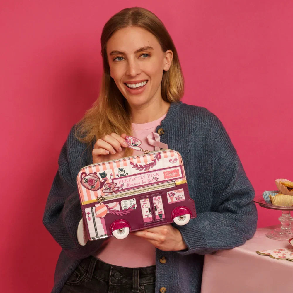 Perfectly Pink Afternoon Tea Bus Bus Pouch Bag