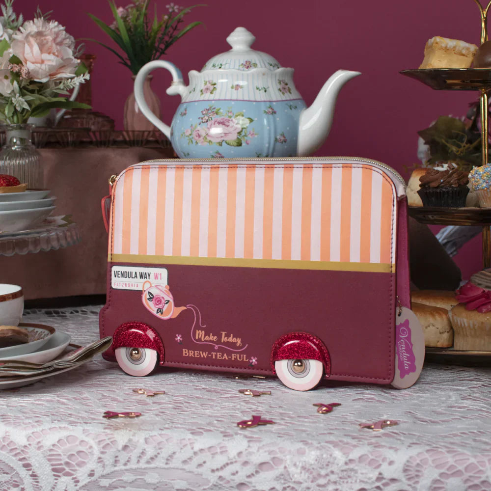 Perfectly Pink Afternoon Tea Bus Bus Pouch Bag