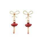Pas de Deux Lux Ballerina W/Knot Red Earrings