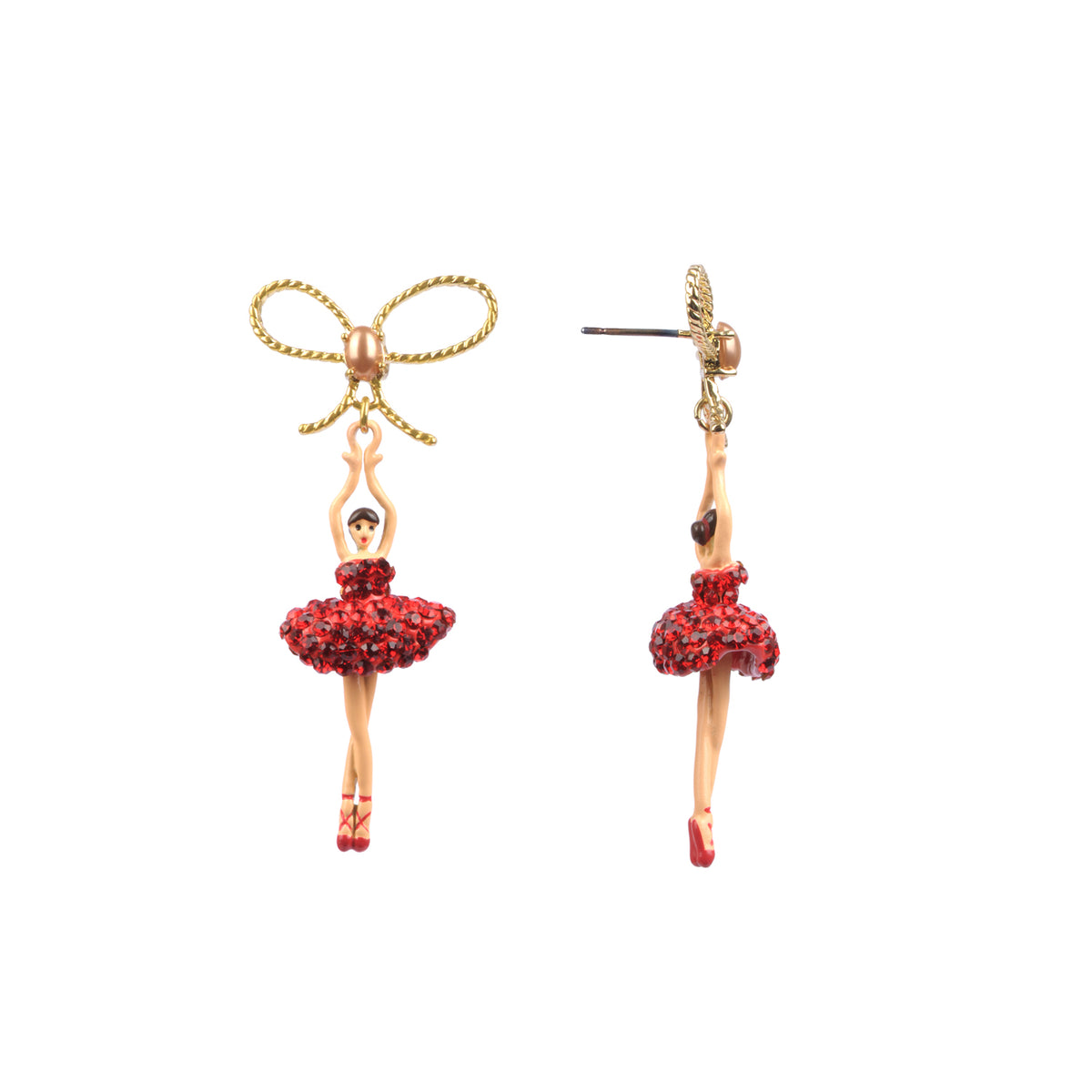 Pas De Deux Lux Ballerina W/Knot Red Earrings | AADDL1081