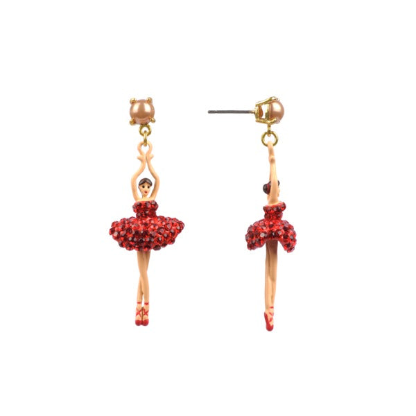Pas de Deux Lux Ballerina Red Earrings | AADDL115/1