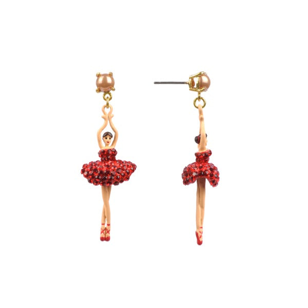 Pas De Deux Lux Ballerina Red Earrings | AADDL1151