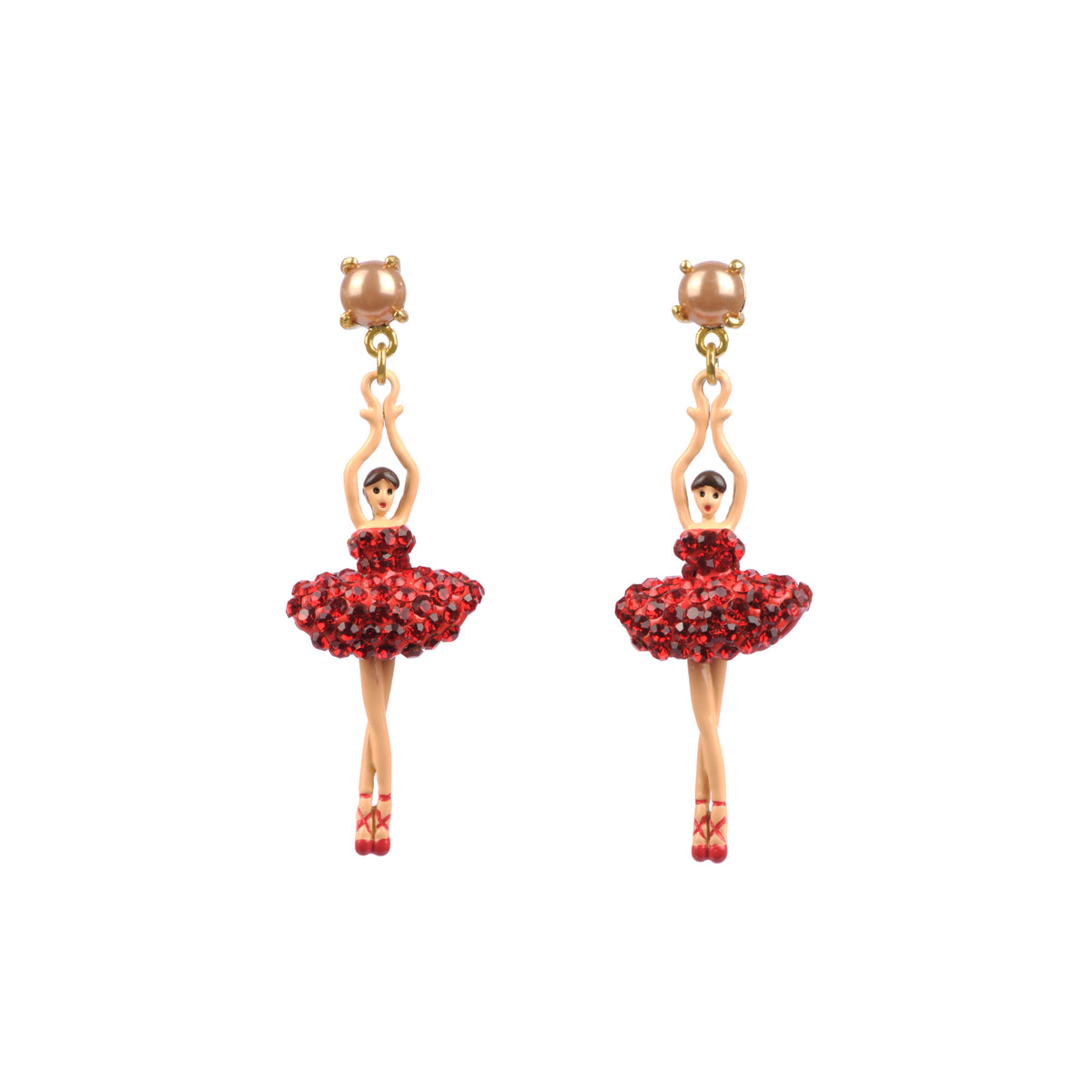 Pas De Deux Lux Ballerina Red Earrings | AADDL1151
