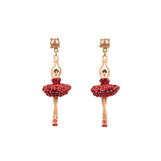 Pas De Deux Lux Ballerina Red Earrings