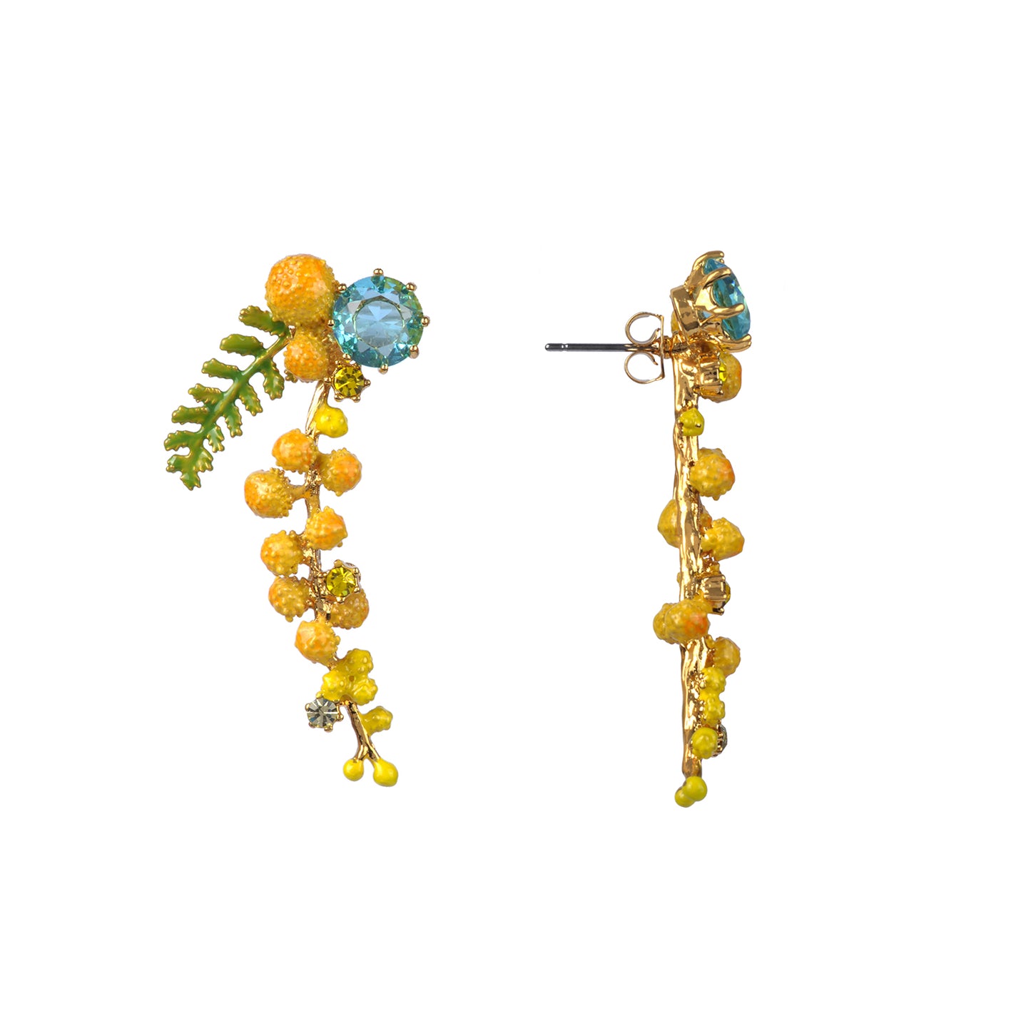 Mimosa Branch And Fern Tud Earrings | ABJP104/1