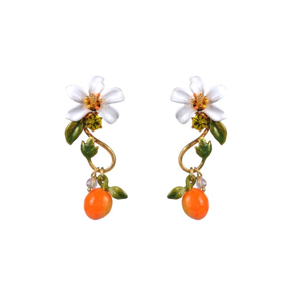 Orange And Orange Blossom Baroque Style Earrings