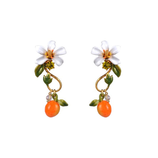 Orange And Orange Blossom Baroque Style Earrings