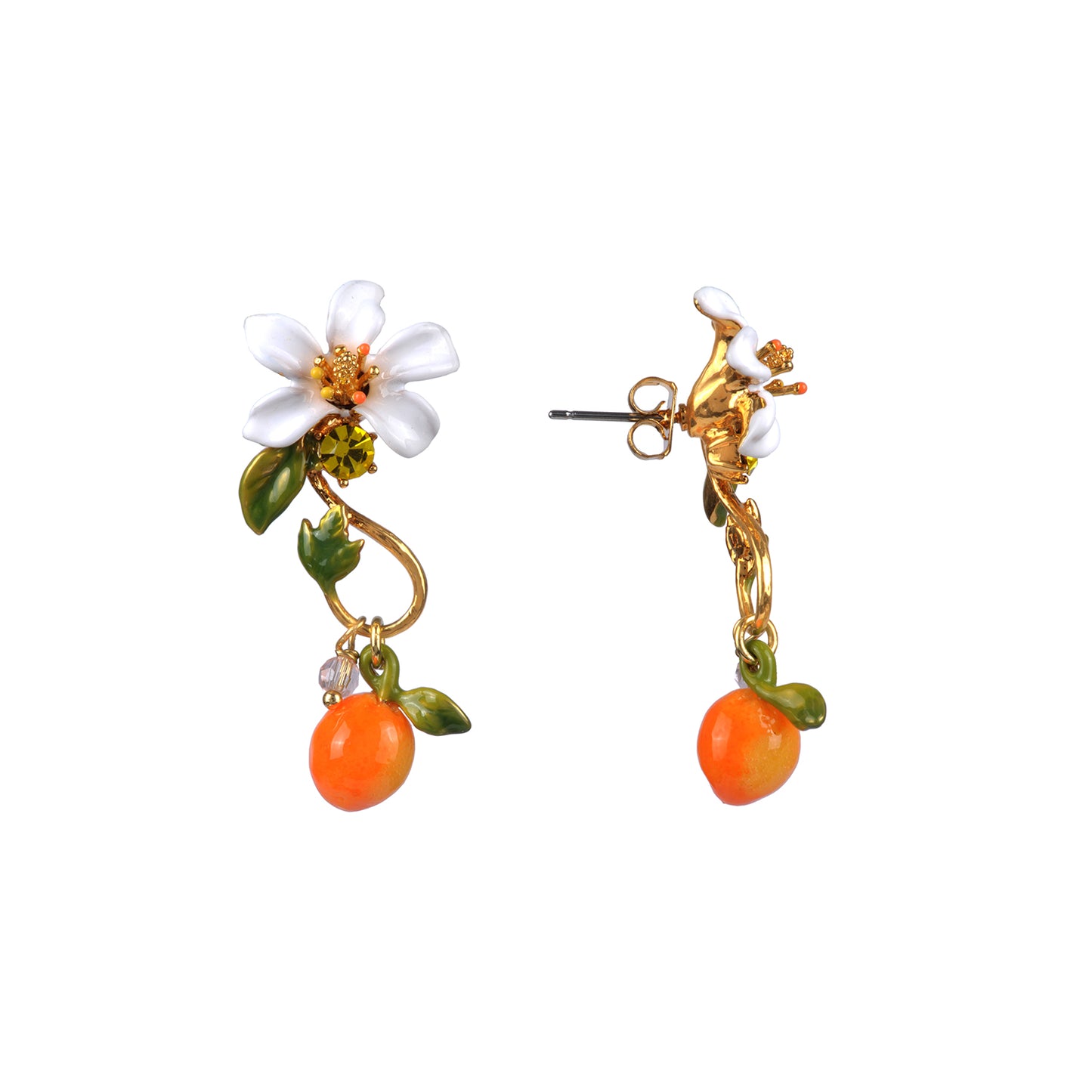 Orange And Orange Blossom Baroque Style Earrings | ABJP108/1