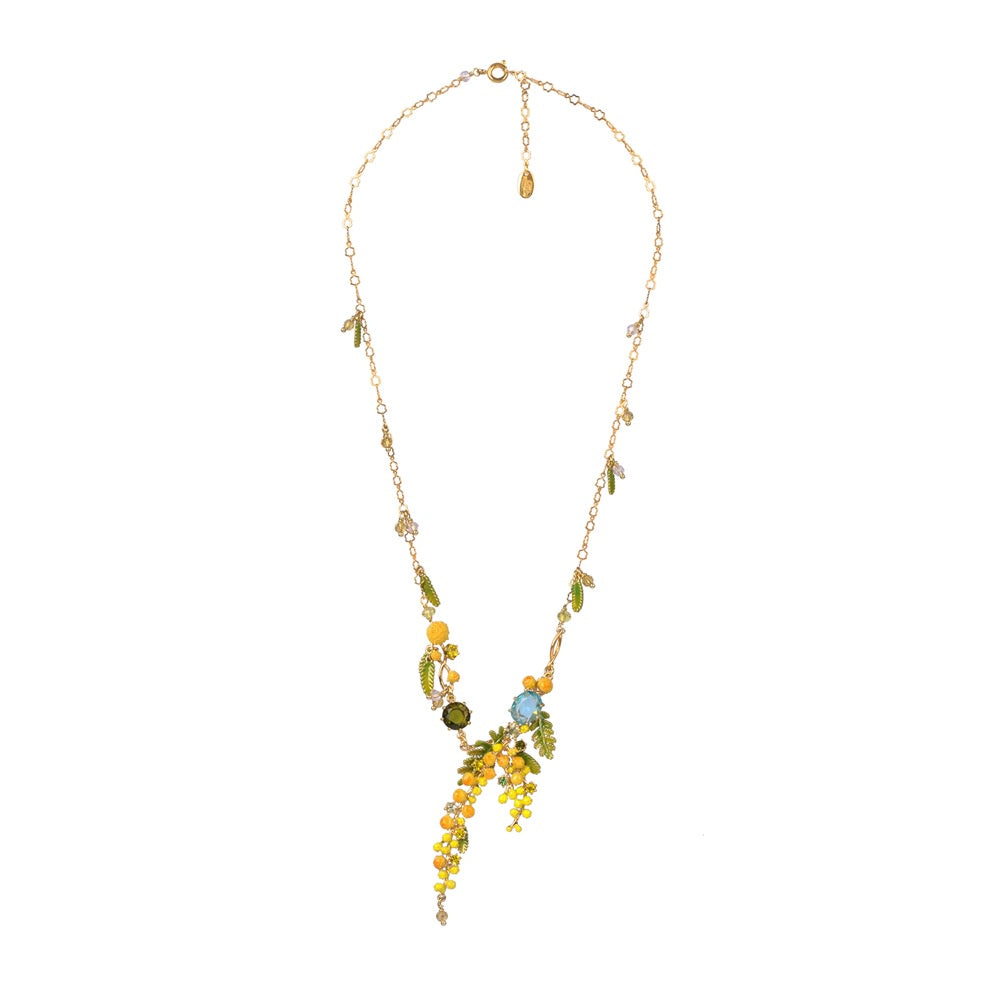 Mimosa's Branch, Fern And Little Leaves Collar Necklace | ABJP302/1