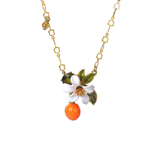 Orange Blossom And Little Orange Pendant Necklace | ABJP313/1