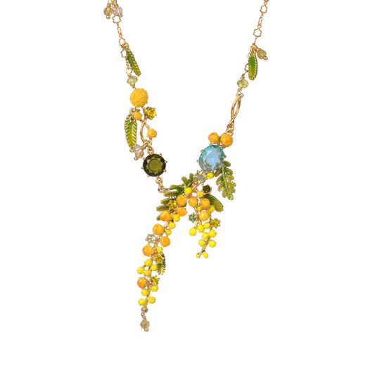 Mimosa's Branch, Fern And Little Leaves Collar Necklace | ABJP302/1