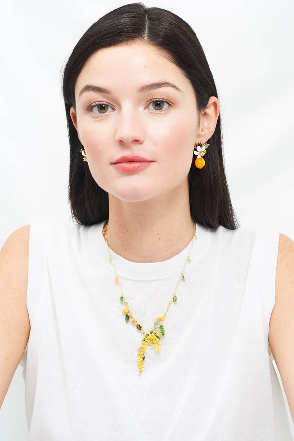 Mimosa's Branch, Fern And Little Leaves Collar Necklace | ABJP302/1