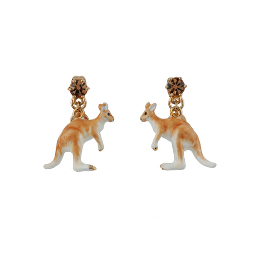Animals From Australia Blue Rhinestone & Kangaroo Earrings