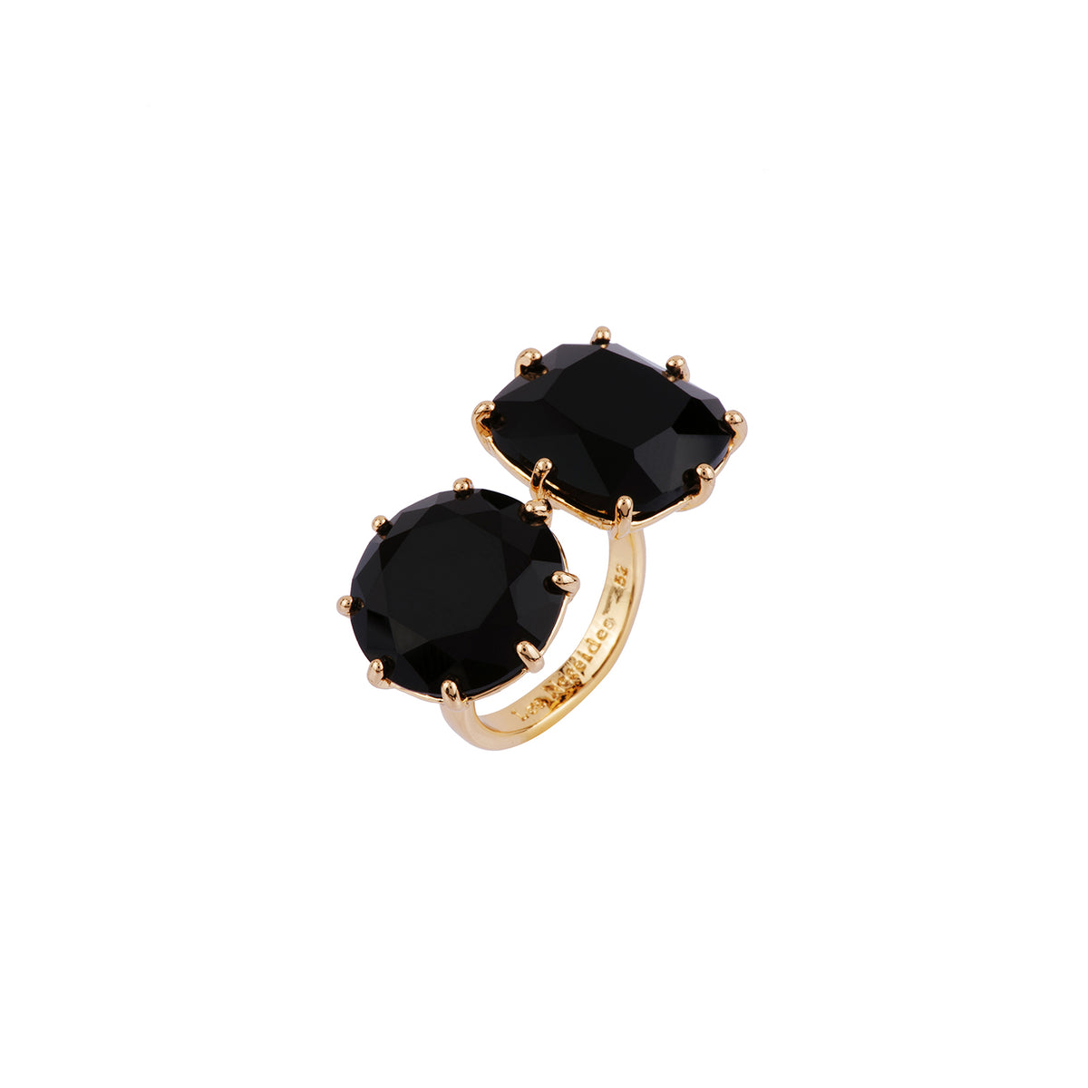 Black Round And Square Stones La Diamantine You And I Rings | ACLD6112