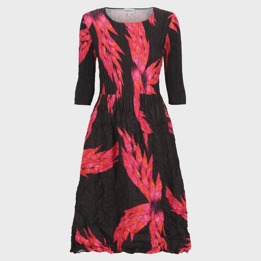 Alquema | 3/4 Sleeve Smash Pocket Dress / Pink Night Dragon