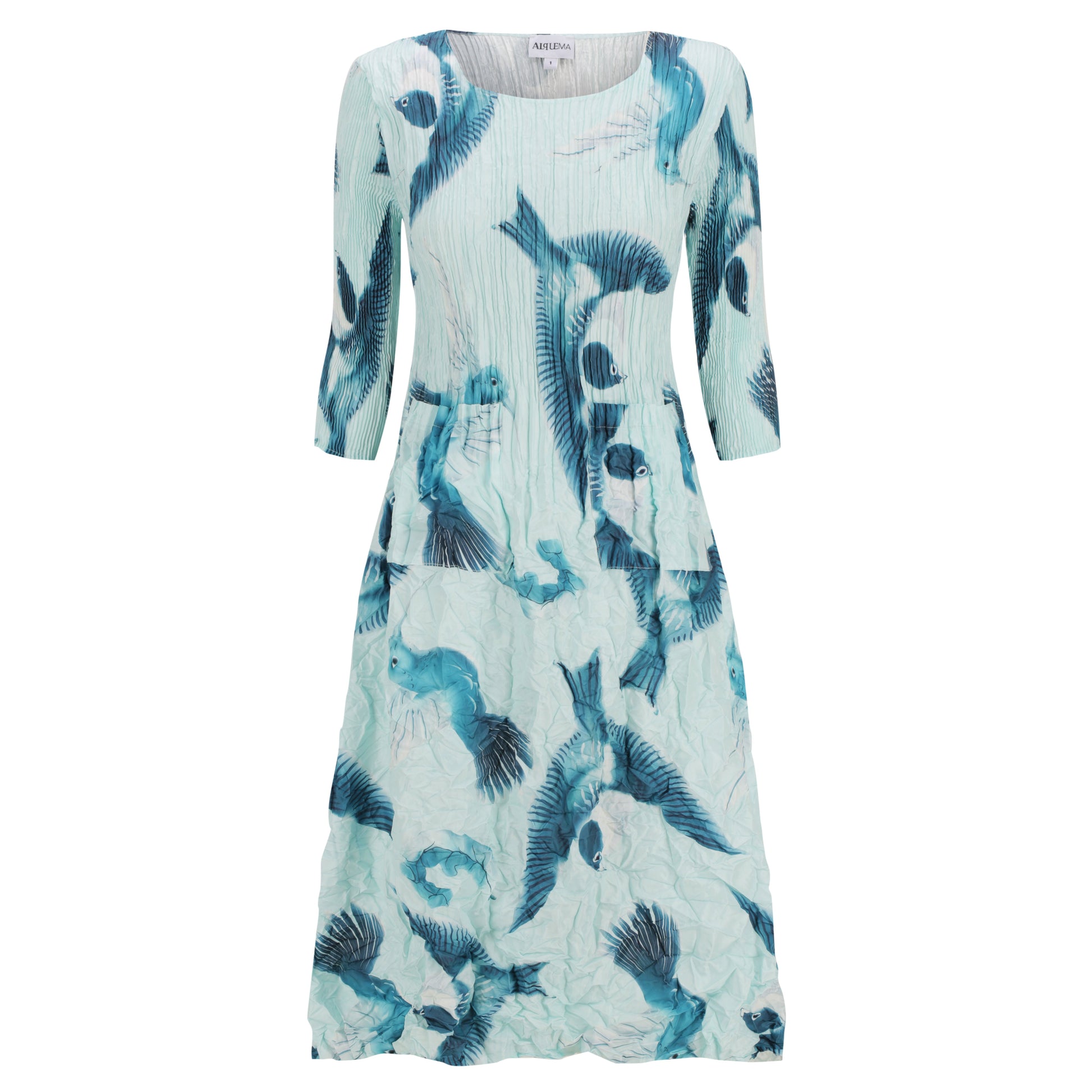 3/4 Sleeve Smash Pocket Dress in Humming Birds