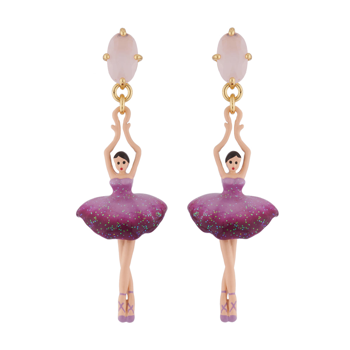 Pas De Deux Faceted Crystal Gradient Plum Earrings | AIDD1151
