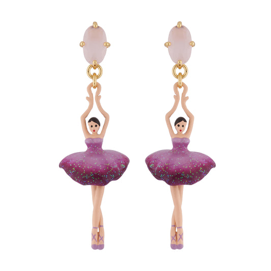 Pas De Deux Faceted Crystal Gradient Plum Earrings