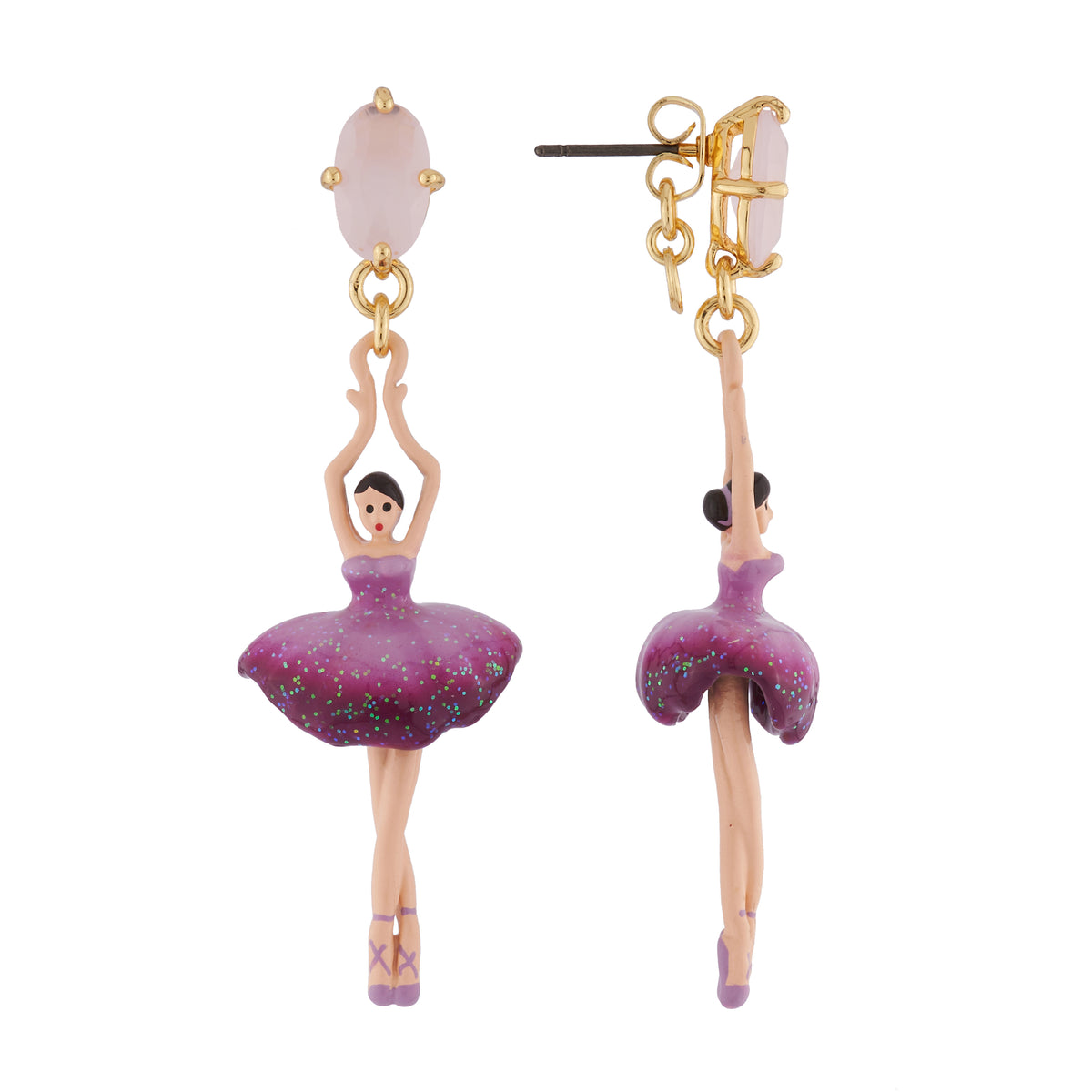 Pas De Deux Faceted Crystal Gradient Plum Earrings | AIDD1151