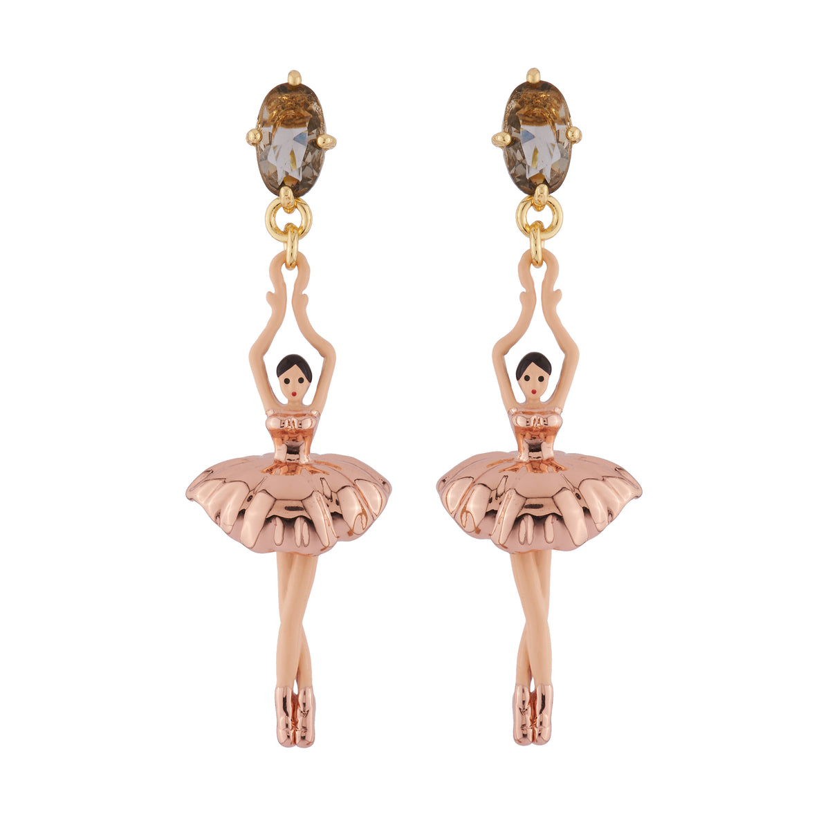 Pas De Deux Faceted Crystal Pink Gold Earrings | AIDD1152