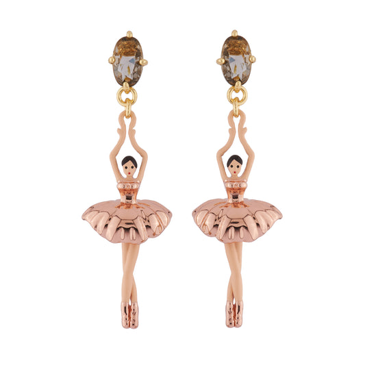 Pas De Deux Faceted Crystal Pink Gold Earrings