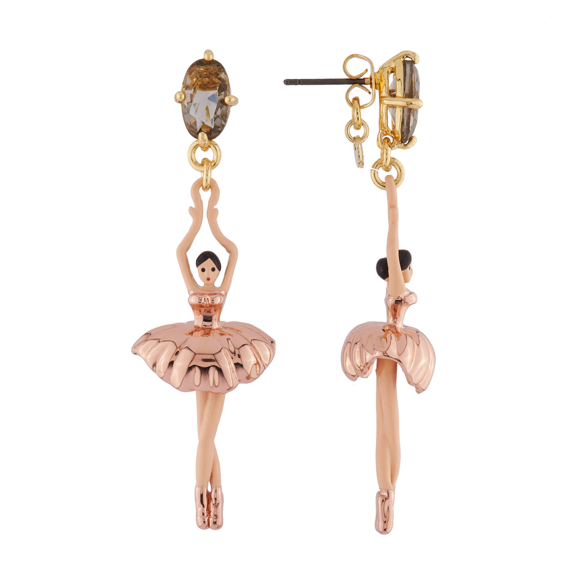 Pas De Deux Faceted Crystal Pink Gold Earrings | AIDD1152