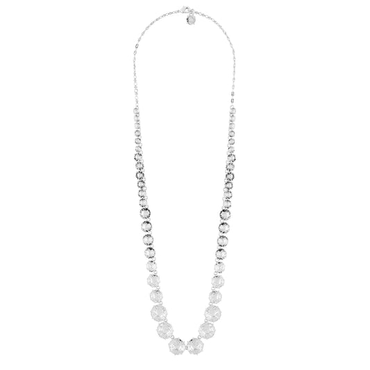Silver Round Stones And Chain La Diamantine Long Necklace | AILD3513