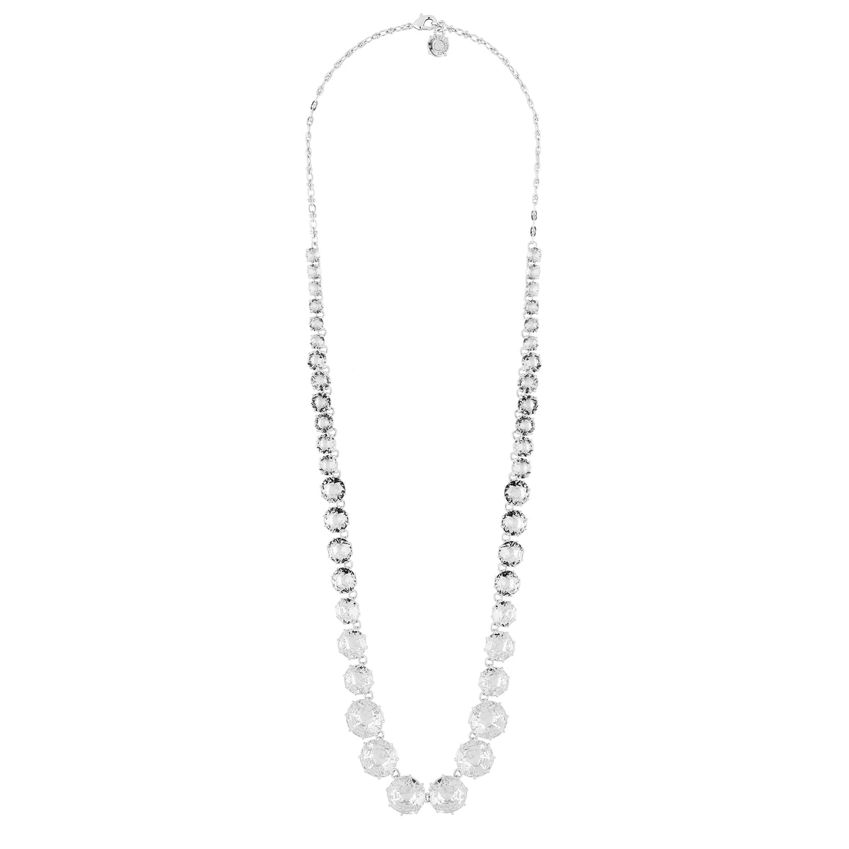 Silver Round Stones And Chain La Diamantine Long Necklace | AILD3513
