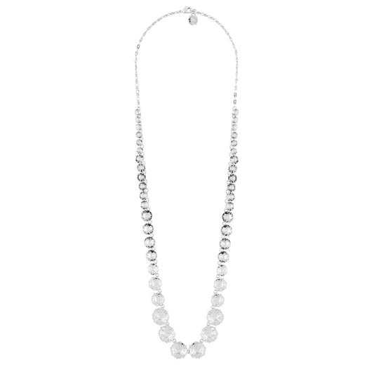 Silver Round Stones And Chain La Diamantine Long Necklace