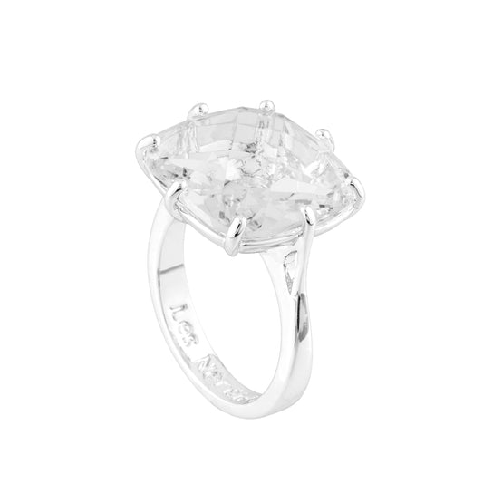 Silver Square Stone La Diamantine Solitaire Rings