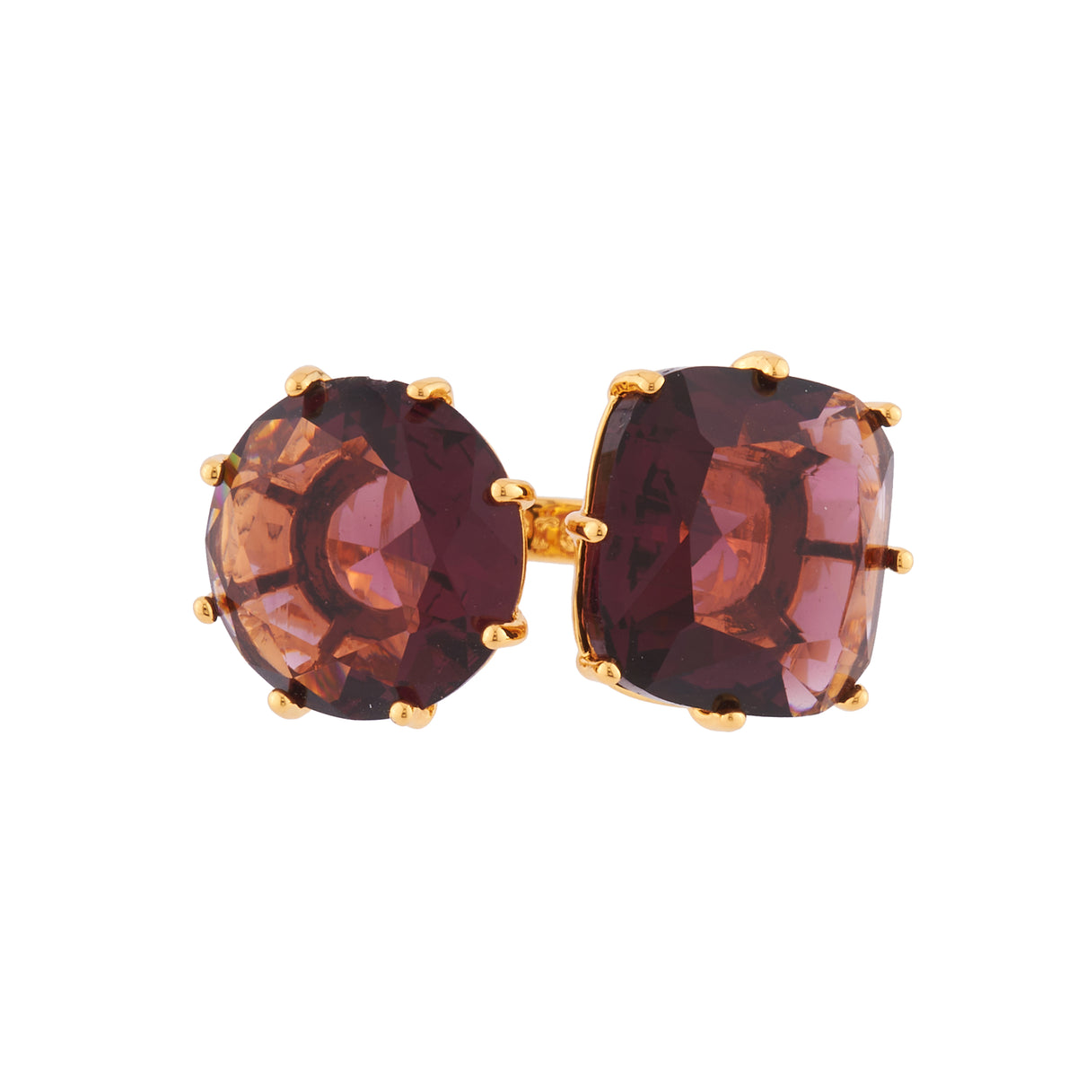 Plum Round And Square Stones La Diamantine You And I Rings | AILD6111