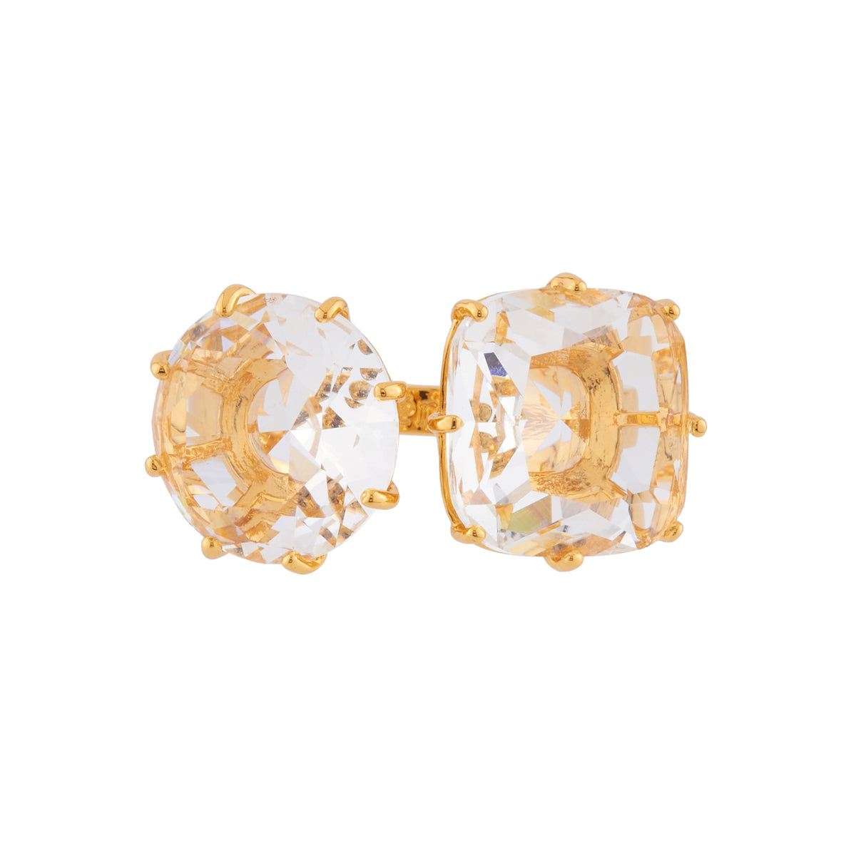 Crystal Round And Square Stones La Diamantine You And I Rings | AILD6112