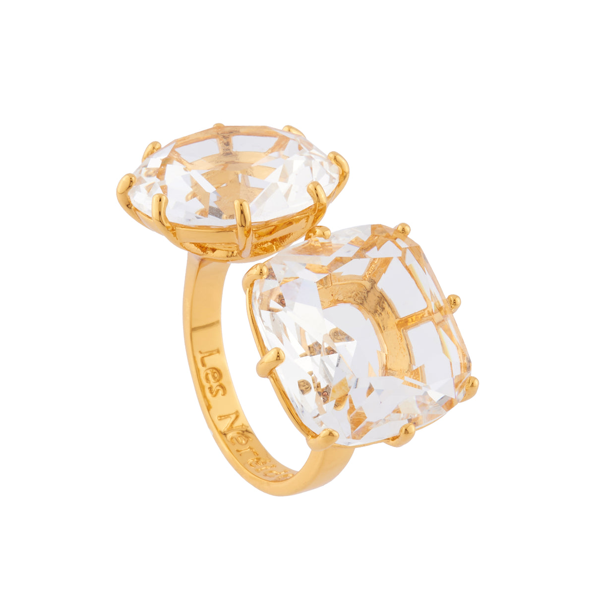 Crystal Round And Square Stones La Diamantine You And I Rings | AILD6112
