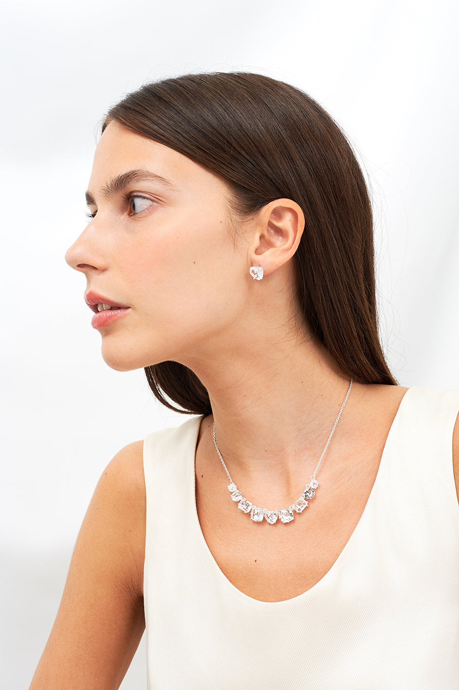 Silver 9 Stones La Diamantine Thin Necklace | AILD3183