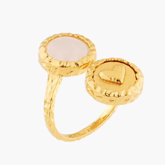 Heart And Pink Quartz Adjustable Rings | AKBC611