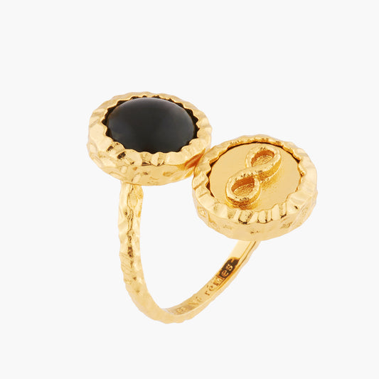 Infinity And Black Onyx Adjustable Rings