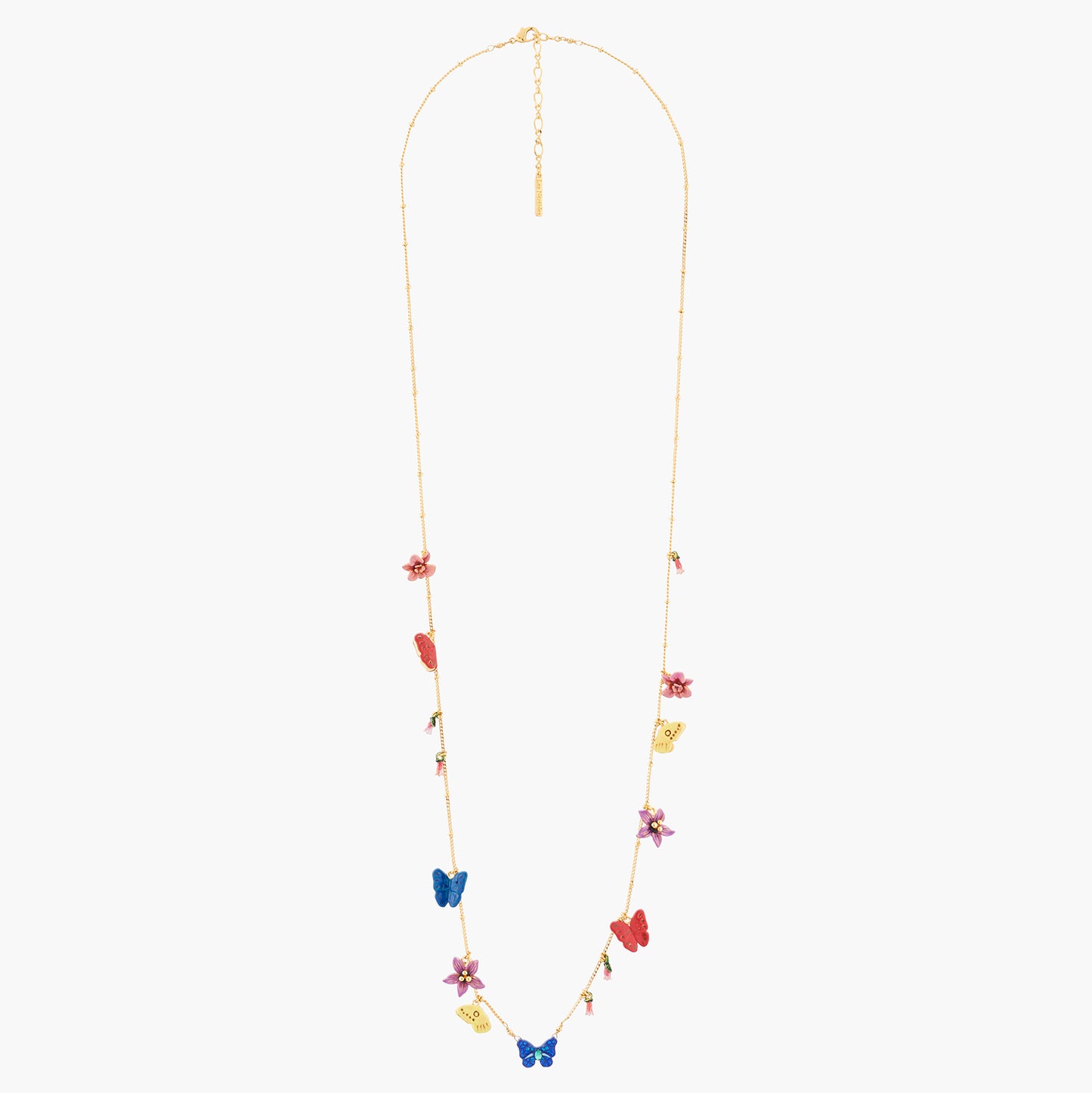 Ulysses Butterfly And Australian Flowers Long Necklace | AKEP306