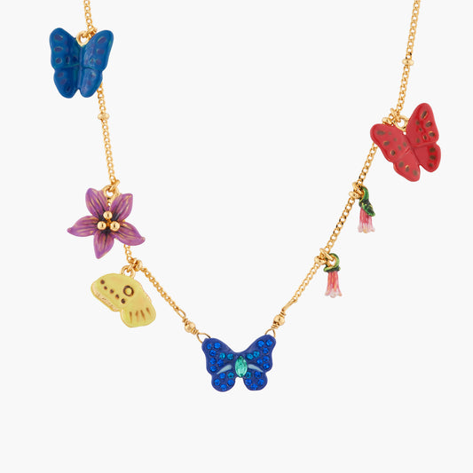 Ulysses Butterfly And Australian Flowers Long Necklace | akep306