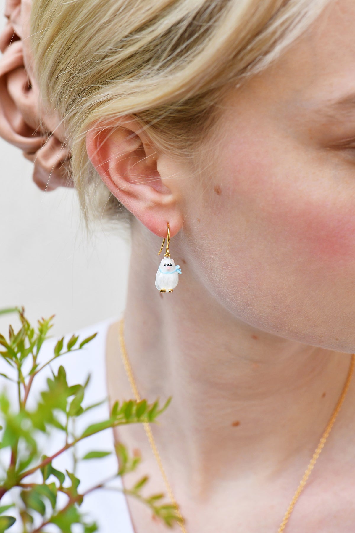White Pomeranian Earrings | akla103