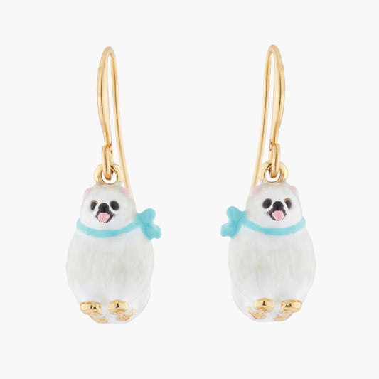White Pomeranian Earrings | akla103