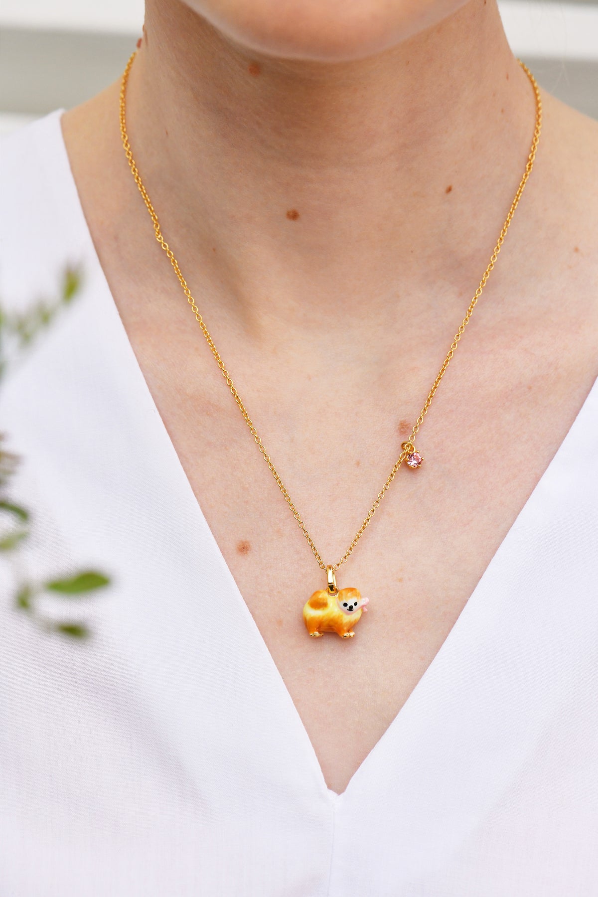 Brown Pomeranian Pendant Necklace | AKLA301
