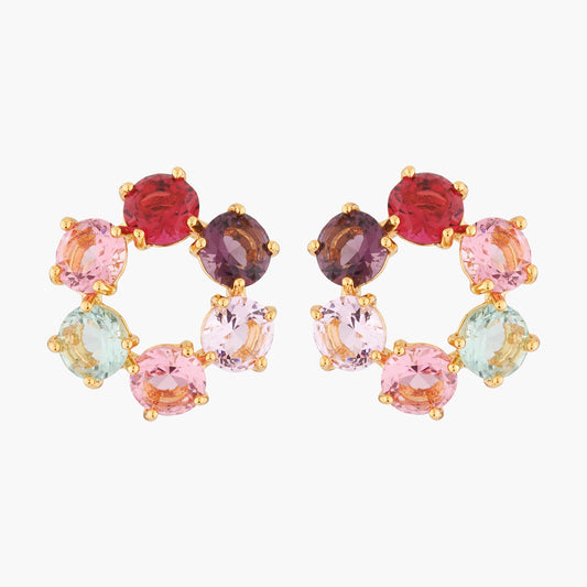 Multicoloured 6 Stones La Diamantine Creoles Earrings | multicoloured-6-stones-la-diamantine-creoles-earrings-akld1421