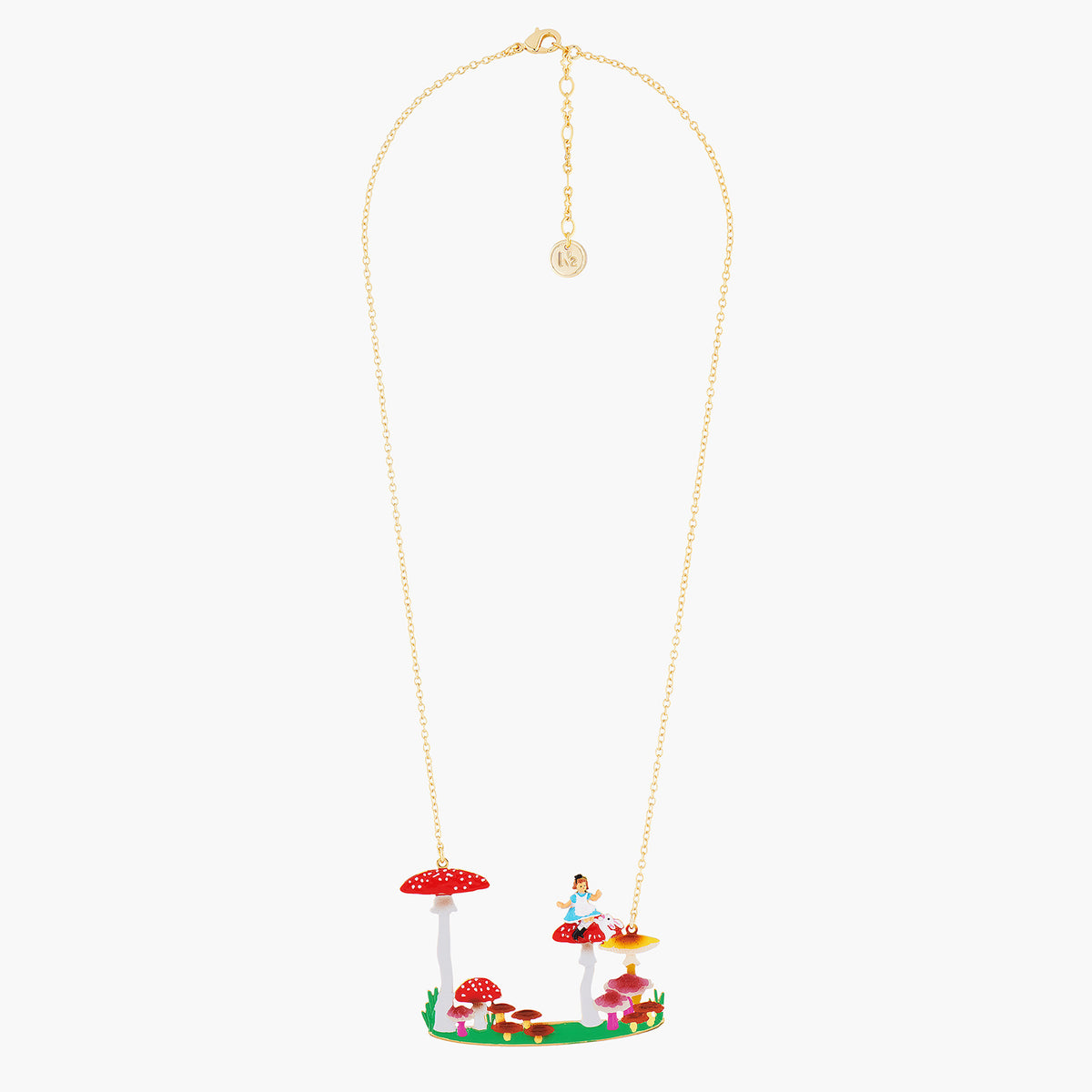 Alice, White Rabbit And Mushrooms Collar Necklace | AMAL3071