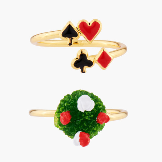 Red Roses And Aces Set Of 2 Adjustable Rings | amal6031