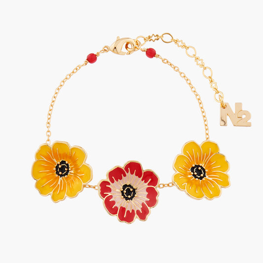 Yellow And Chocolate Cosmos Thin Bracelet | ambe2021